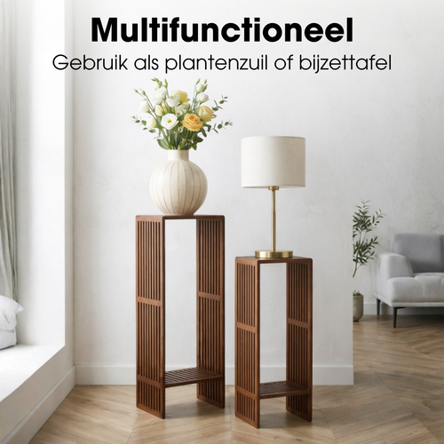 Mica Decorations Gian Bijzettafel – Set van 2  Bijzettafels – Bijzettafel – Tafeltje – Leuk als Plantentafeltje of Plantenstandaard – 33 x 27 x 86 cm