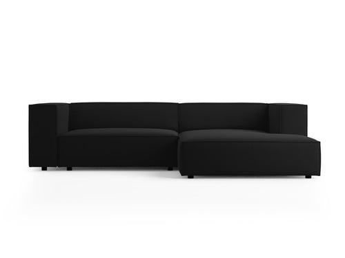 Cosmopolitan Design rechter hoekbank Arendal 3-zits, flueel, zwart - 166x224x70cm
