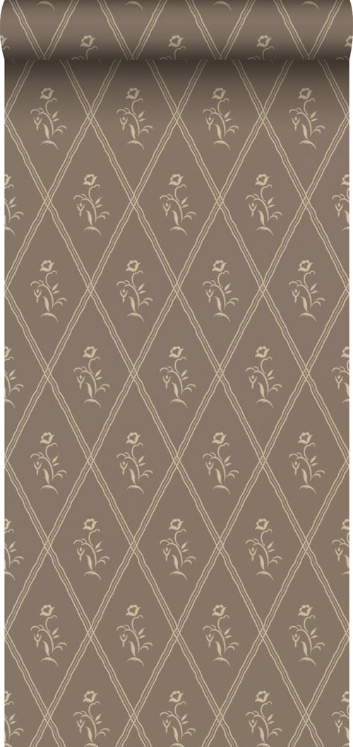 Borastapeter behang bloemen bruin - 53 cm x 10.05 m - 660840 - vtwonen shop
