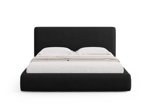 Cosmopolitan Design Opbergbed met hoofdeinde Colonel 160x200cm, chenille, zwart - 220x180x100cm