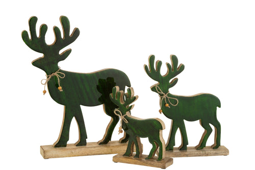 J-Line figuur Rendier - hout - groen - large