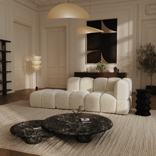 Sia Home - Modulaire bank NUBI - Fluweel met structuur - Crème - 245cm