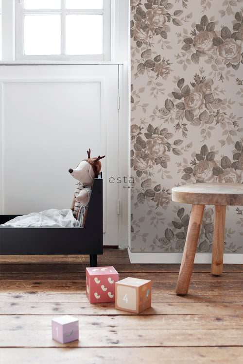 ESTAhome behang vintage bloemen oudroze - 50 x 900 cm - 139404