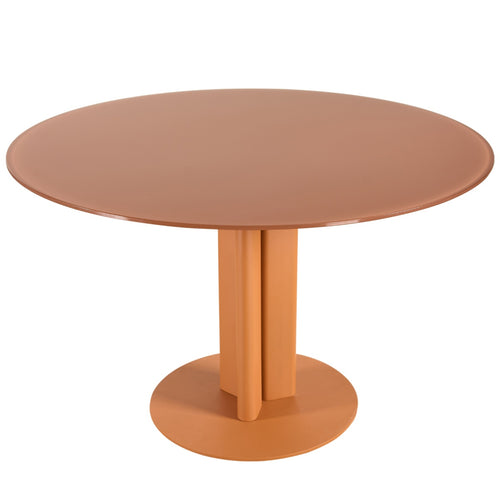 Giga Meubel Eettafel Mino Terra – Rond – Glas en Metaal – Ø120 cm
