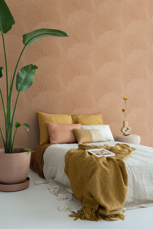 ESTAhome behang bladeren terracotta roze - 53 cm x 10.05 m - 139916