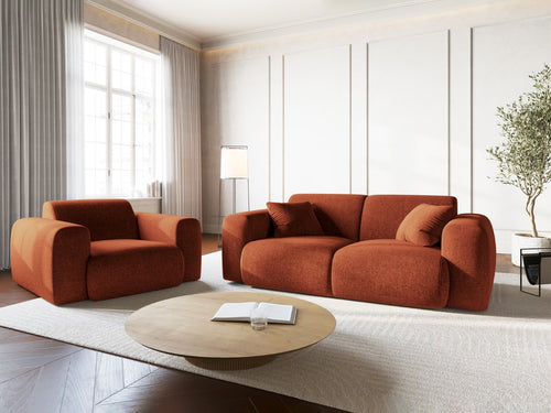 Cosmopolitan Design Fauteuil Nolio 2-zits, chenille, terracotta - 95x105x72cm