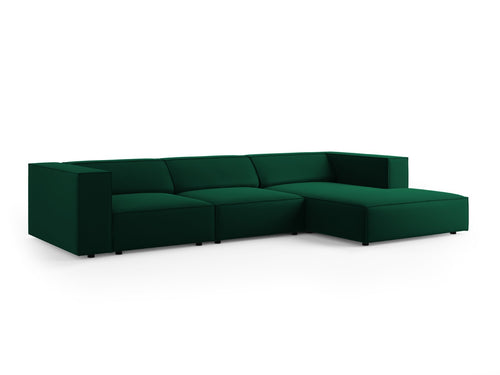 Cosmopolitan Design rechter hoekbank Arendal 4-zits, flueel, flessengroen - 166x284x70cm