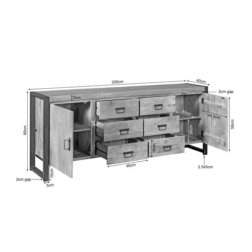 Starfurn Dressoir Britt - Naturel Hout - 200x40x80cm