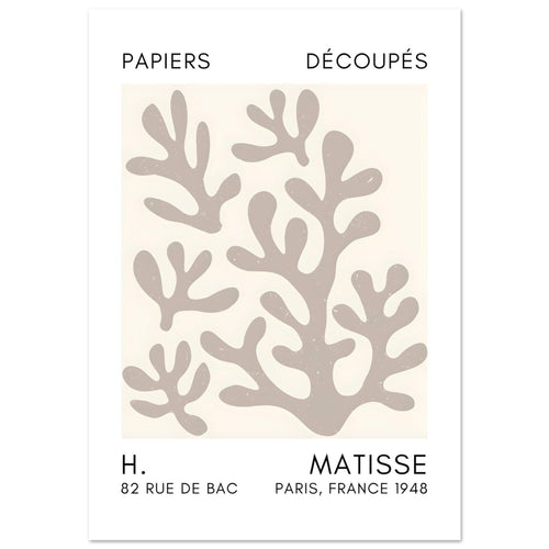 Artfulprints Poster met Lijst Matisse – Coral shadows grey   - A4 21x29.7 cm - Grijs
