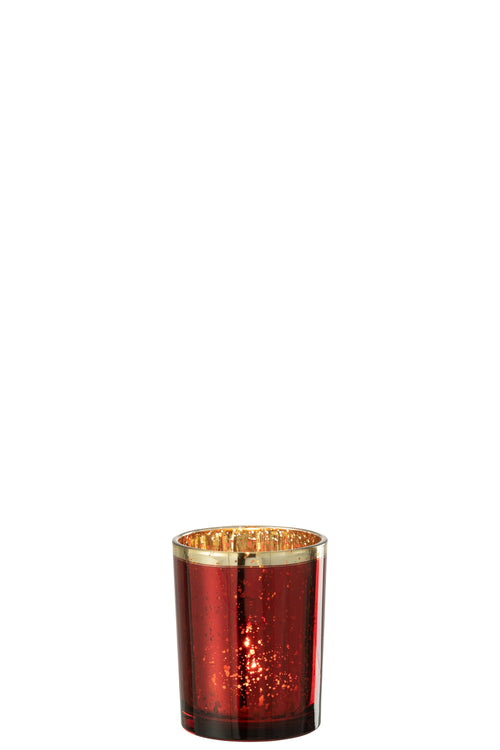 J-Line windlicht Goud Rand - glas - rood/goud - medium - vtwonen shop