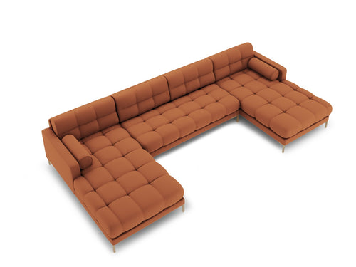 Cosmopolitan Design Panoramische bank Bali 7-zits, structurele stof, baksteen - 185x383x75cm