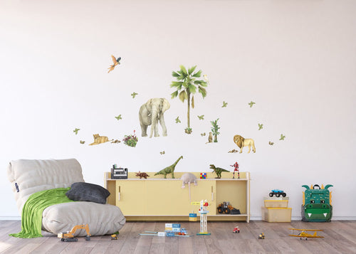 Sanders & Sanders muursticker jungle dieren groen - 85 x 65 cm - 601353