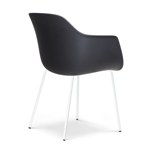 Nolon Nora-Puk Eetkamerstoel Zwart - met Armleuning - Wit Onderstel - vtwonen shop