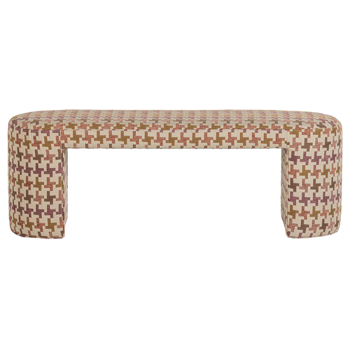 WOOOD gestoffeerd bankje Jacob - Pied De Poule Dessin - Roze - 46x130x46