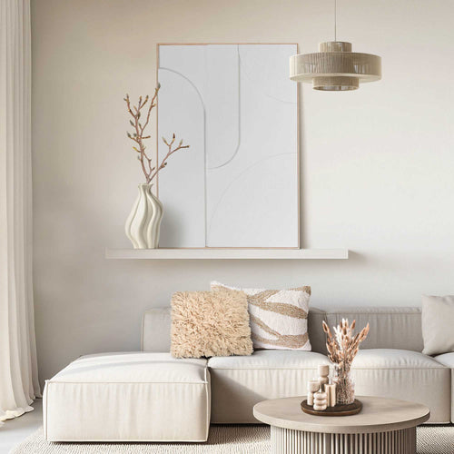 Reinders Saturn White schilderij 3d art -  wit - woonkamer - 100x70cm
