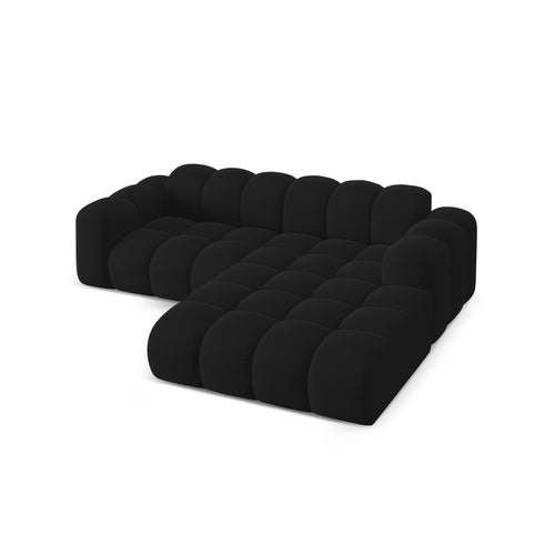 Cosmopolitan Design - Rechter hoekbank Treno 3-zits, flueel zwart - 184x240x70cm