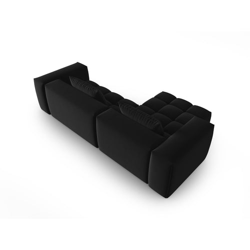Cosmopolitan Design - Modulaire hoekbank links Verona 3-zits, flueel zwart - 145x260x70cm