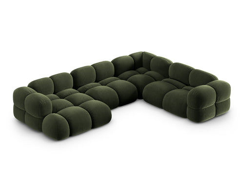 Cosmopolitan Design Panoramische hoekbank rechts Loretto 5-zits, flueel groente - 250x345x68cm