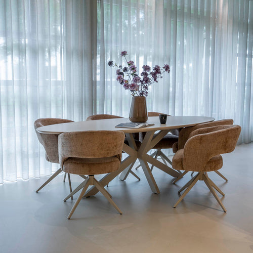 DÉJA Living Eettafel Gimo - Ovaal Beige HPL - 240x100x76cm