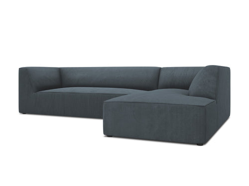Micadoni rechter hoekbank Ruby 4-zits, ribfluwelen, blauw - 180x273x69cm