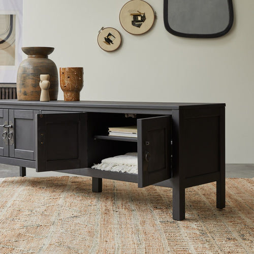 Tikamoon Massief grenen tv-meubel 170 cm - Zwart - vtwonen shop