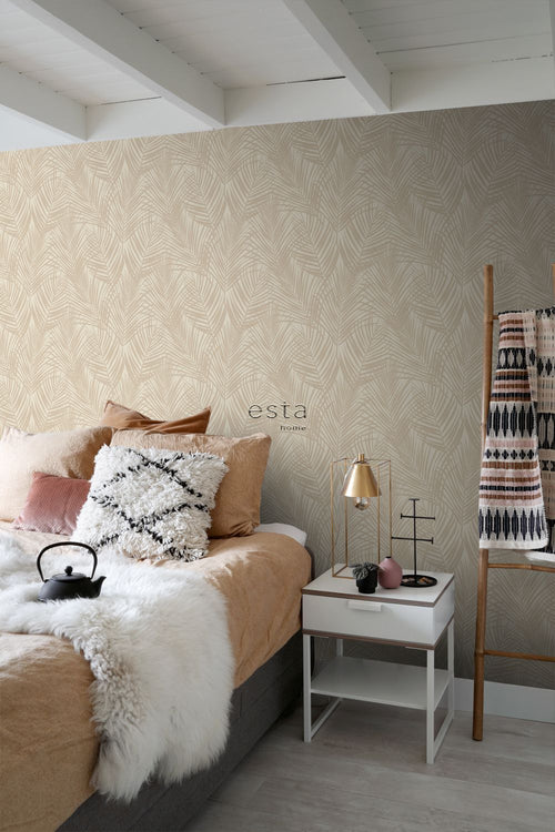 ESTAhome behang palmbladeren lichtbeige - 53 cm x 10.05 m - 139430