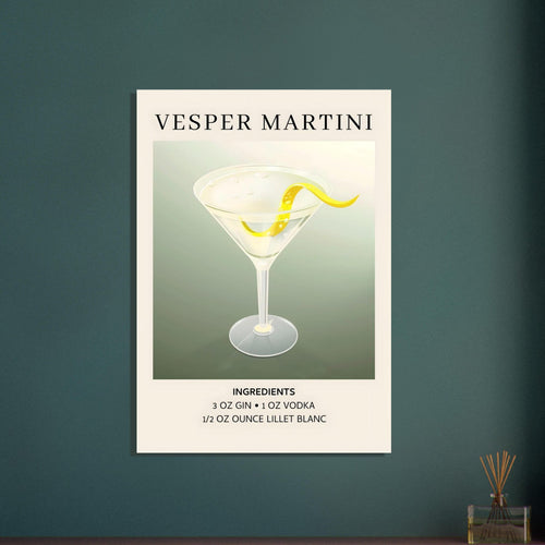 Artfulprints  Vesper Martini cocktail - Ingrediënten   poster 50x70 cm - vtwonen shop