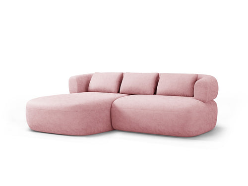 Micadoni linker hoekbank Jenny 5-zits, chenille roze - 145x200x73cm
