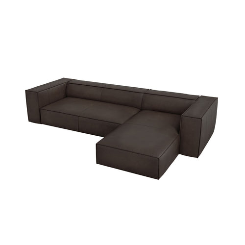Cosmopolitan Design - Rechter hoekbank Turin 5-zits, echt leer grafiet - 173x290x68cm