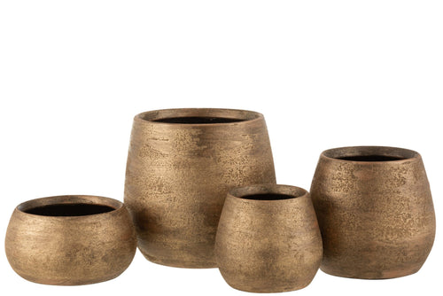 J-Line bloempot Oneffen Ruw - keramiek - goud - large - Ø 24 cm