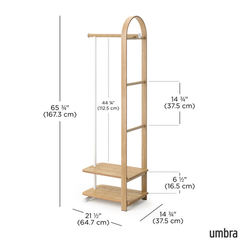 Umbra kapstok Bellwood - 39 x 44 x 168 cm - wit/naturel