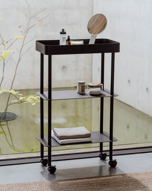 noo.ma Nolle Console 3-tier - compacte metalen sidetable, Vulcano Black