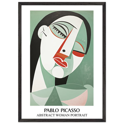 Artfulprints Poster met Lijst Pablo Picasso - Abstract woman portrait   - 50x70 cm - Groen