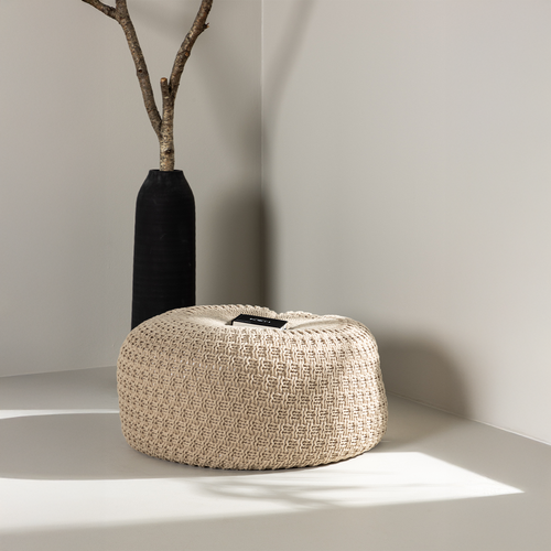 Nest living Sylvie Gevlochten Ronde Poef Beige - Ø 60 cm