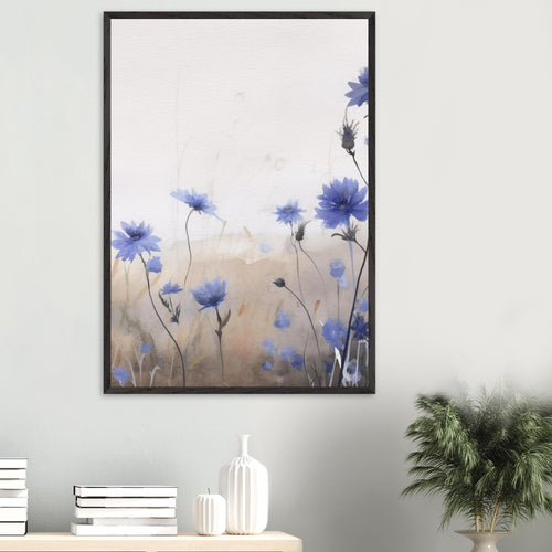Artfulprints Poster Flower aquarel 3   - A4 21x29.7 cm - Blauw