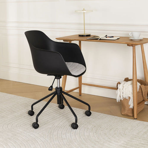 Nolon Nout-Liz Bureaustoel Zwart - Lichtgrijs Kussen - Zwart Onderstel - vtwonen shop