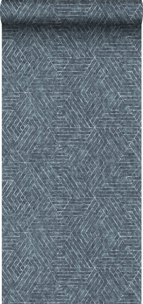Sanders & Sanders behang grafische lijnen vergrijsd blauw - 53 cm x 10 m - 640508 - vtwonen shop