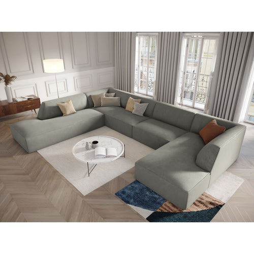 Cosmopolitan Design - Panoramische hoekbank links Siena 7-zits, ribfluwelen lichtgrijs - 273x366x69cm