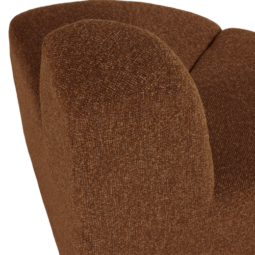 WOOOD eetbank hoek rond rugleuning Mojo - Bouclé - Roestbruin - 83x100x74