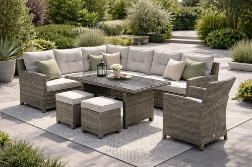 Blue Bird wicker lounge-dining set - links - grijs/ sand