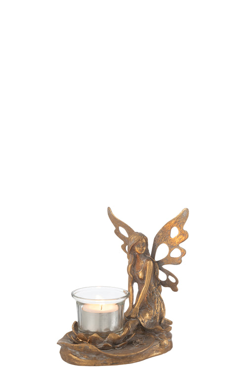 J-Line theelichthouder Vidia - metaal - goud - small - vtwonen shop