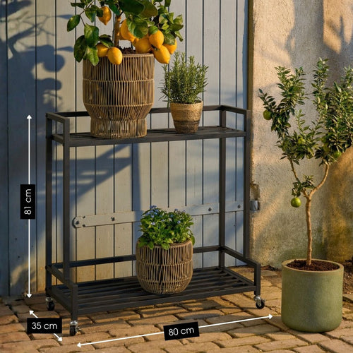 Mica Decorations Greenrax Plantenrek op Wielen - Plantenstandaard voor Kamerplanten, Buitenplanten of Tuingereedschap - Meerdere Plateaus
