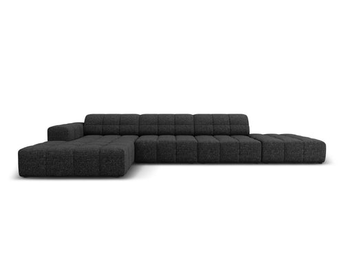 Cosmopolitan Design linker hoekbank Chicago 5-zits, chenille zwart - 167x348x78cm