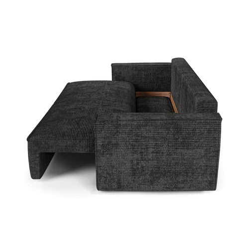 Premium Interiors - Slaapbank met opbergruimte  - corduroy zwart 254cm