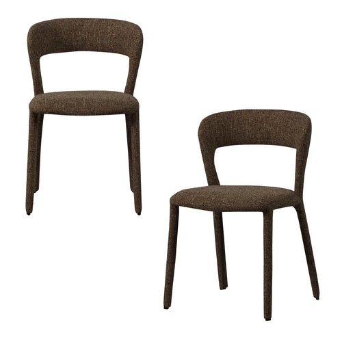 WOOOD eetkamerstoelen Noble - Polyester - Warm Bruin - Set van 2