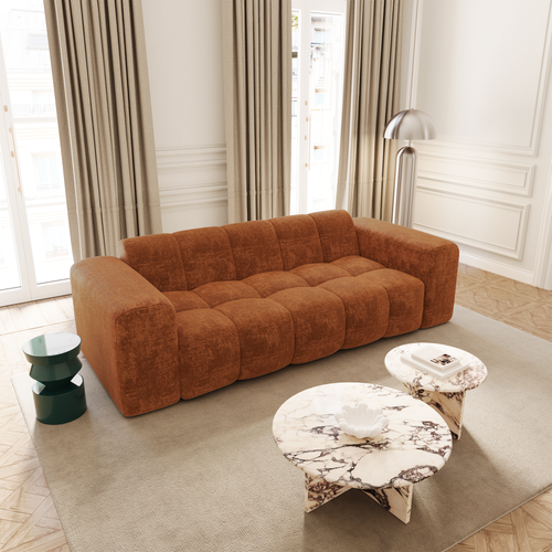 Premium Interiors - Bank BLOOM - gewaafd fluweel terracotta 241cm