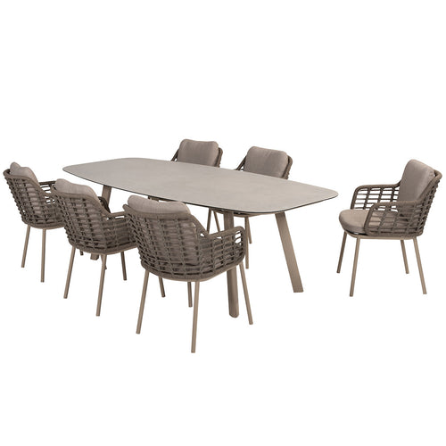Taste by 4 Seasons tuinset Puglia 7-delig - Manolo tuintafel 240x103 cm - printed ceramic latte
