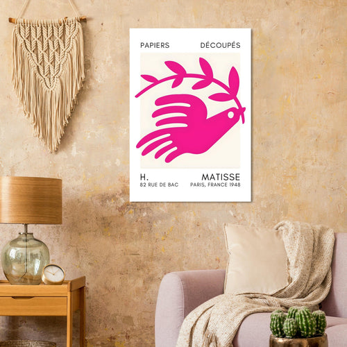 Artfulprints  Matisse - Peace dove pink   poster A4 21x29.7 cm - vtwonen shop