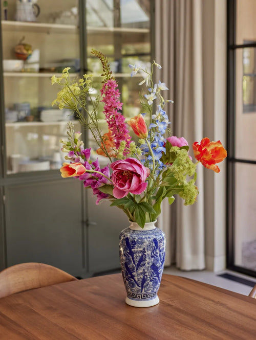 Madame Fleurie zijden boeket Floral Symphony Grande - Eclectic style - met vaas