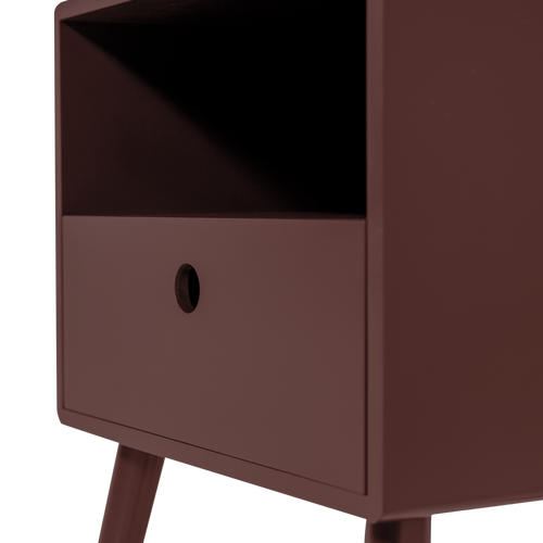 WOOOD nachtkastje Ozzy - MDF - Bordeauxrood - 53x36x30